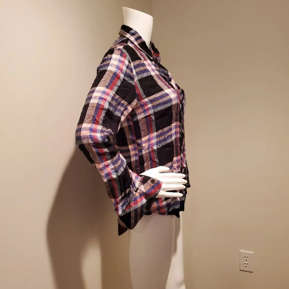 Rails Hunter Plaid Button Down Shirt Black Melon Aqua XS - Picture 5 of 6